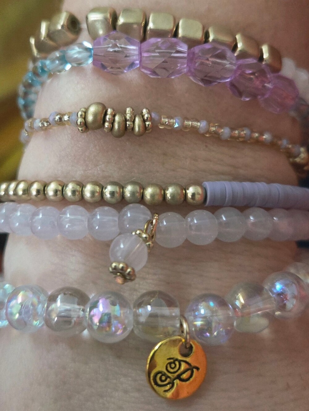 Plunder Stack of Lavender & Gold Beaded Women's Bracelets
